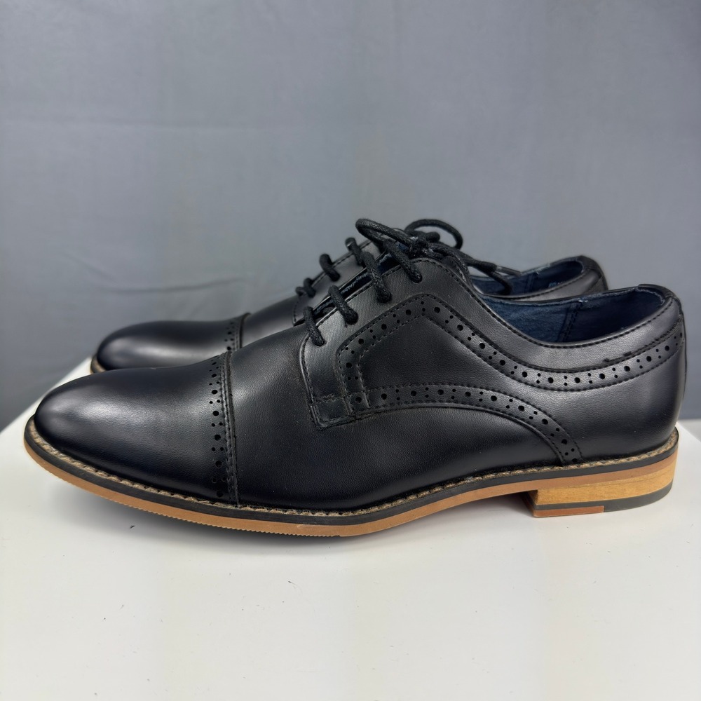 Bruno Marc Prince K1 Oxford Shoes Boys Size 5 Black Brogue Cap Toe Lace Up Dress